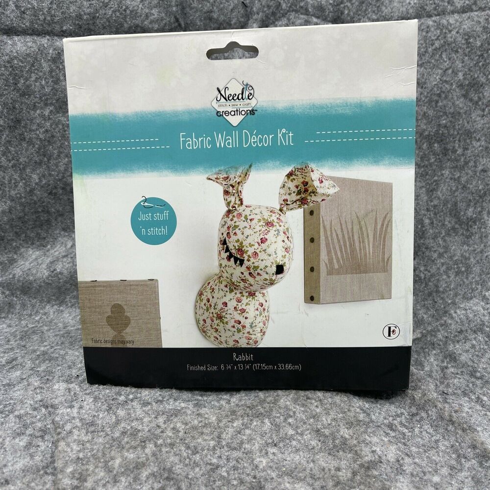 Needle Creations Fabric Wall Decor Kit Pastel Pink Floral Rabbit Nursery Decor